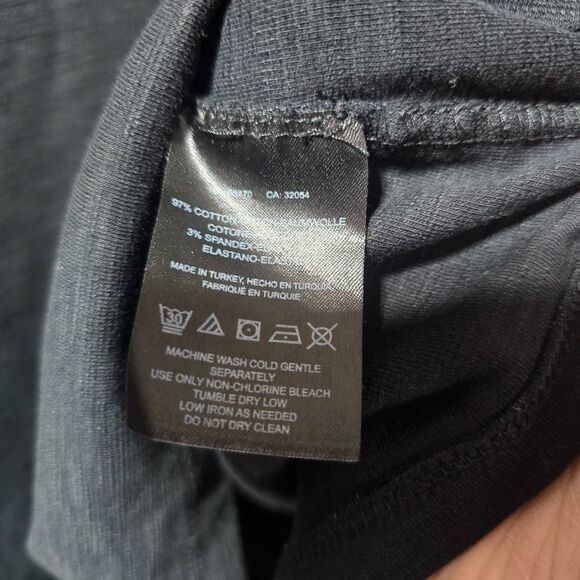 Free People FP Ellery Scoop Neck Shirt Pleated Short Puff Sleeve Blouse Charcoal - Picture 5 of 5